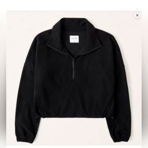 Abercrombie & Fitch Soft Af Black Cinched  Half-Zip Sweatshirt Size Med Crewneck